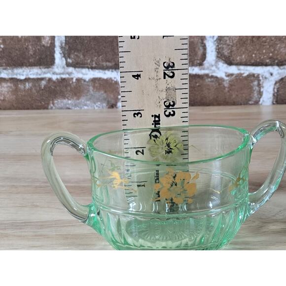 Vintage Mint Green Uranium Glass Cream & Sugar Serving Set - Picture 10 of 11